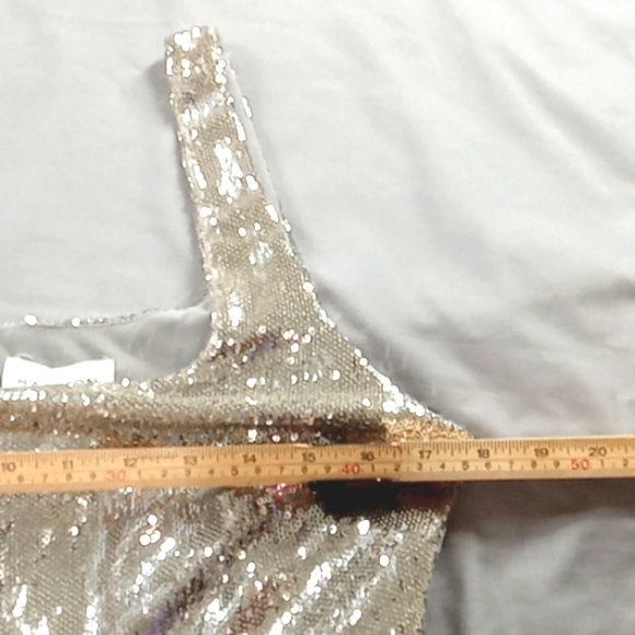 HALSTON Dress 12 Women Silver Sequence Metallic Cocktail Party Holiday NEW yy - Picture 8 of 12